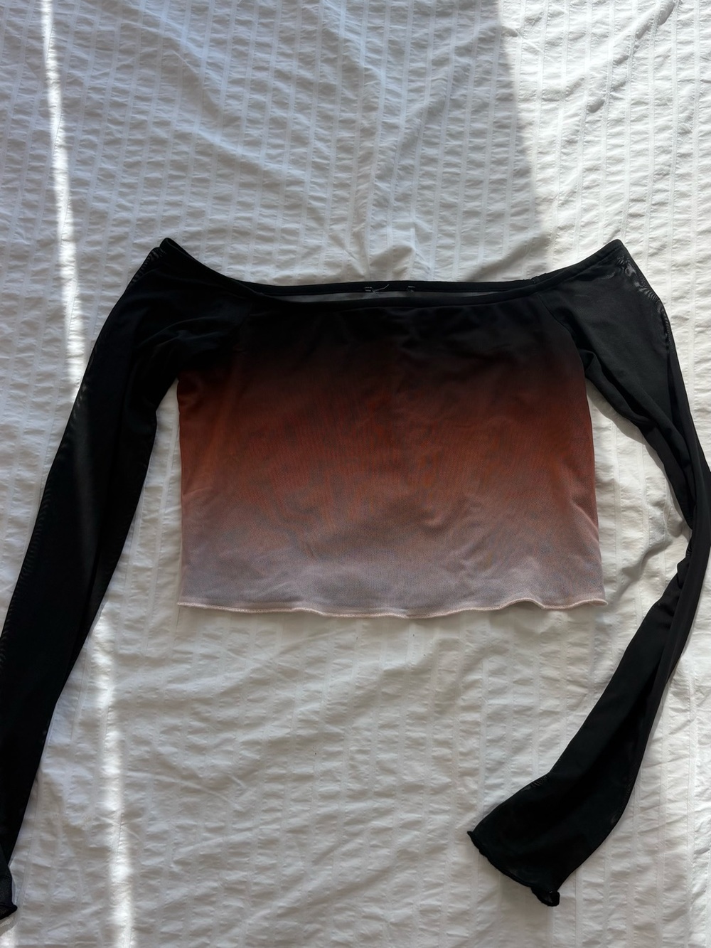 Bershka Off-Shoulder Long Sleeve Crop Top